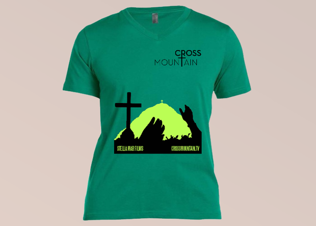Cross Mountain T-Shirt - Kelly Green V-Neck